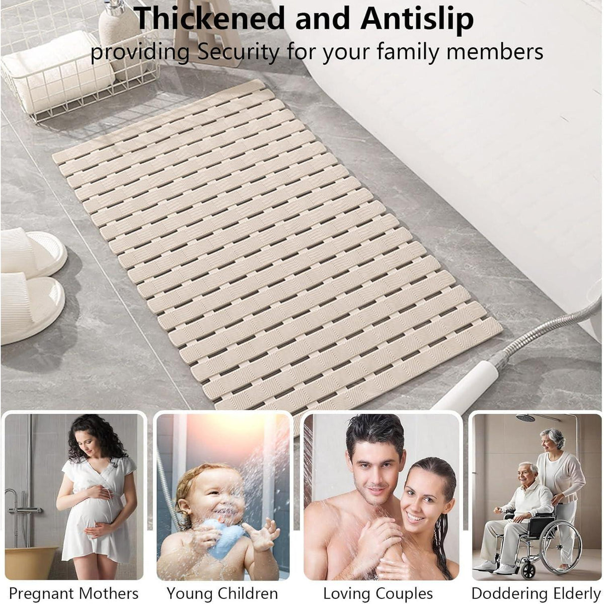 Rutschfeste Duschmatte 70x40 cm – Antirutsch & Schimmelresistent