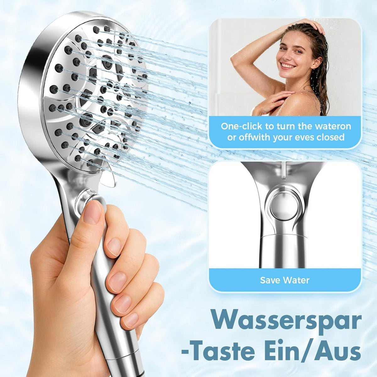 Duschkopf mit Filter – 8 Strahlarten & 2 Filterkartuschen