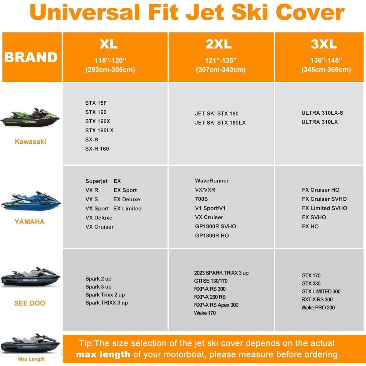 Jet Ski Abdeckplane 900D Wasserdicht für Waverunner Polaris