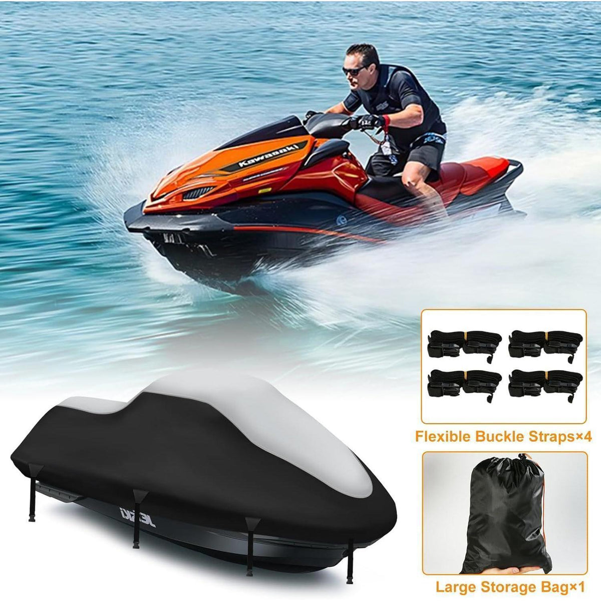Jet Ski Abdeckplane 900D Wasserdicht für Waverunner Polaris