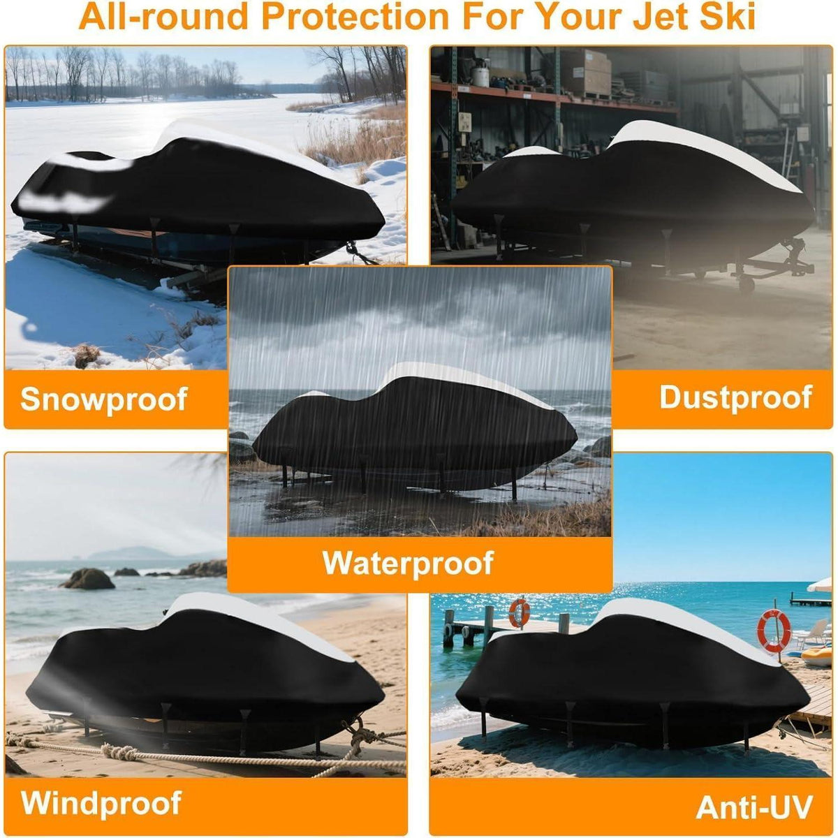 Jet Ski Abdeckplane 900D Wasserdicht mit Belüftung
