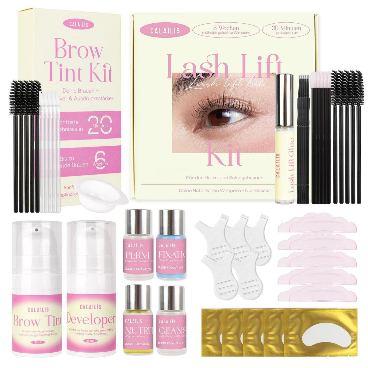 Wimpernlifting & Augenbrauenfarbe Set – Braun für natürlichen Look