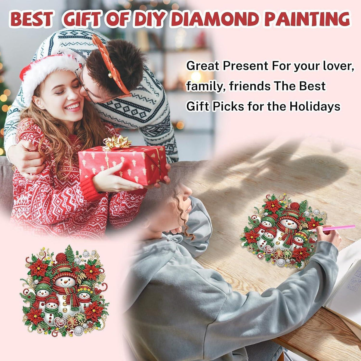 5D Diamond Painting Fensterbild Schneemann Weihnachten