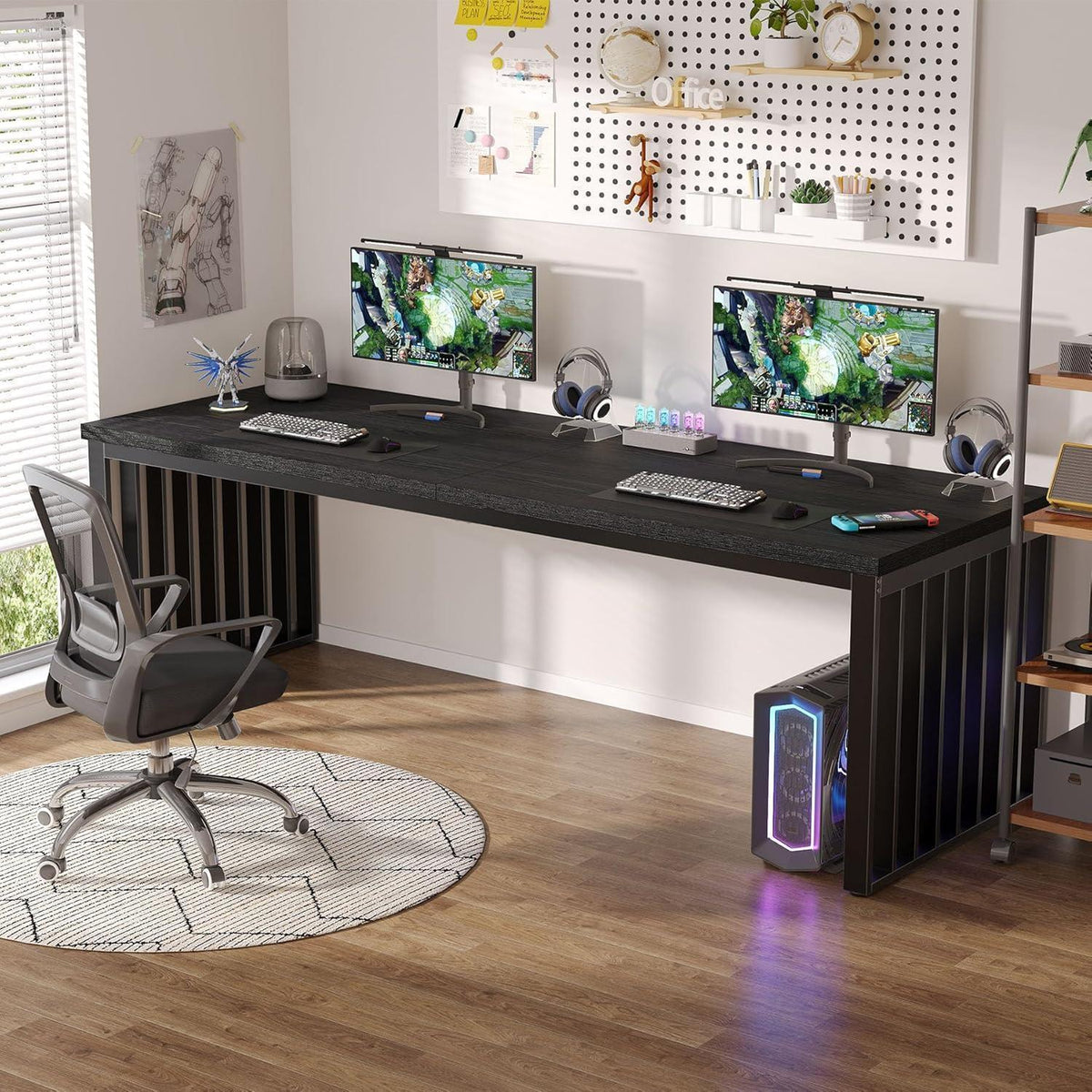 Großer Schreibtisch 180cm – Home Office PC Tisch mit Metallgestell
