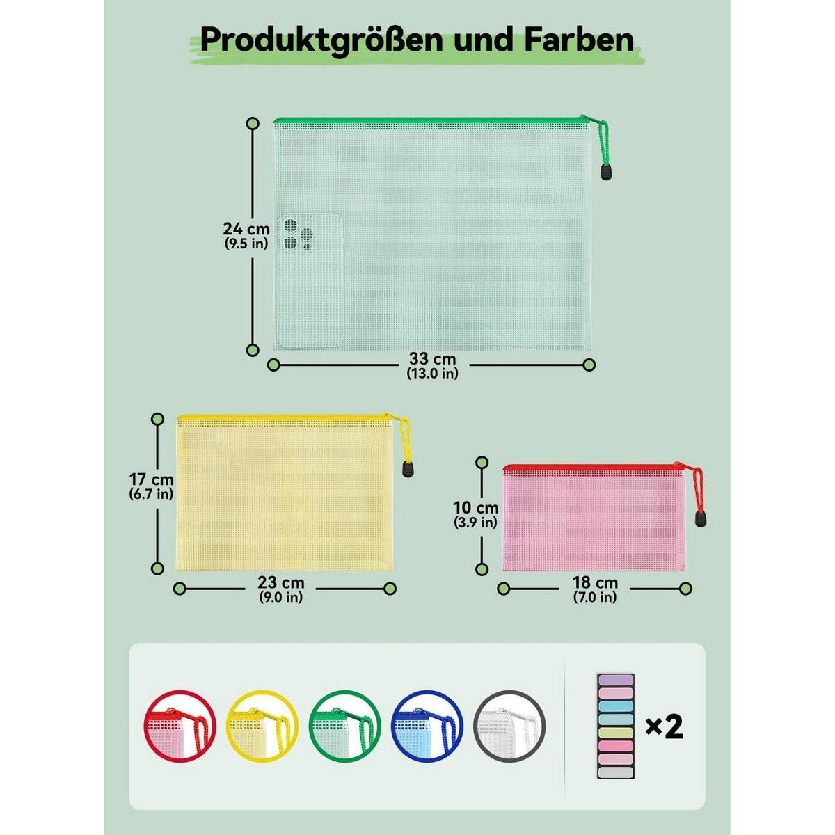 Dokumententaschen Set 15 Stück – A4, A5, A6 – Wasserdicht