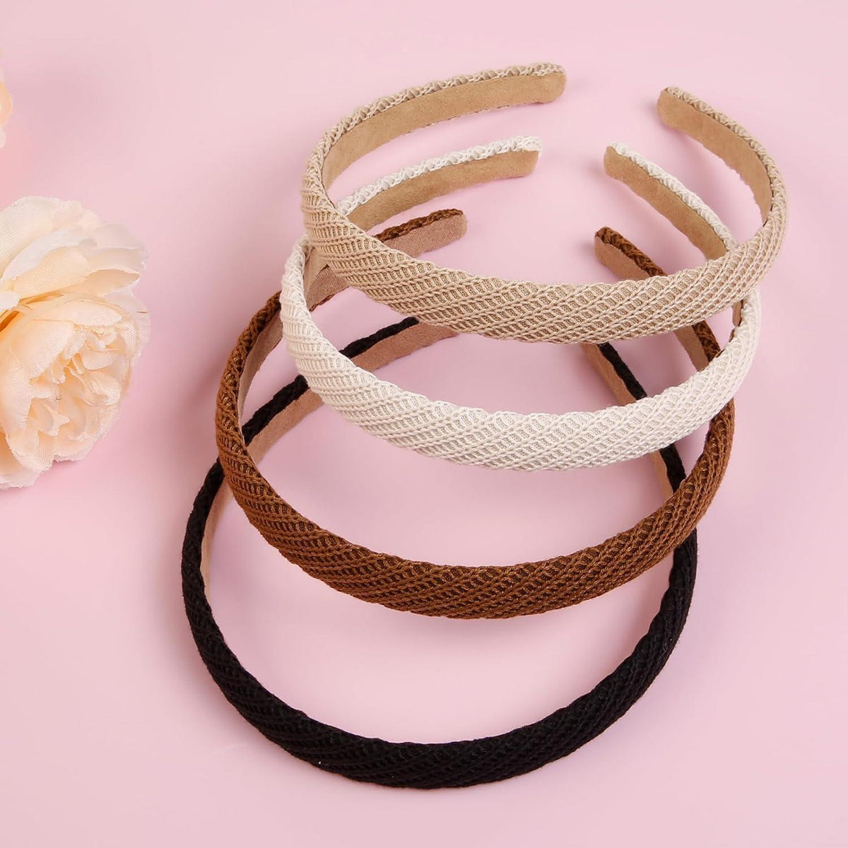 DRESHOW Haarreifen 4er Pack Geflochten Gestrickt Einfarbig Damen Mädchen