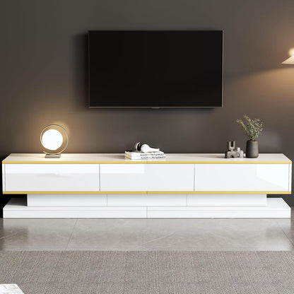 TV Lowboard 200cm mit 3 Schubladen – Weiß Hochglanz