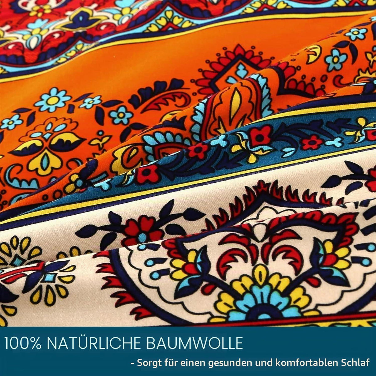 4teilige Baumwoll Bettwäsche 155x220 - Ästhetisch Bunt Vintage