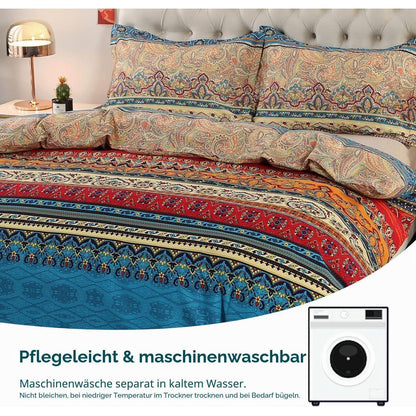 4teilige Baumwoll Bettwäsche 155x220 - Ästhetisch Bunt Vintage