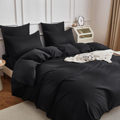 Mako Satin Bettwäsche Set 200x220cm Schwarz 3tlg.