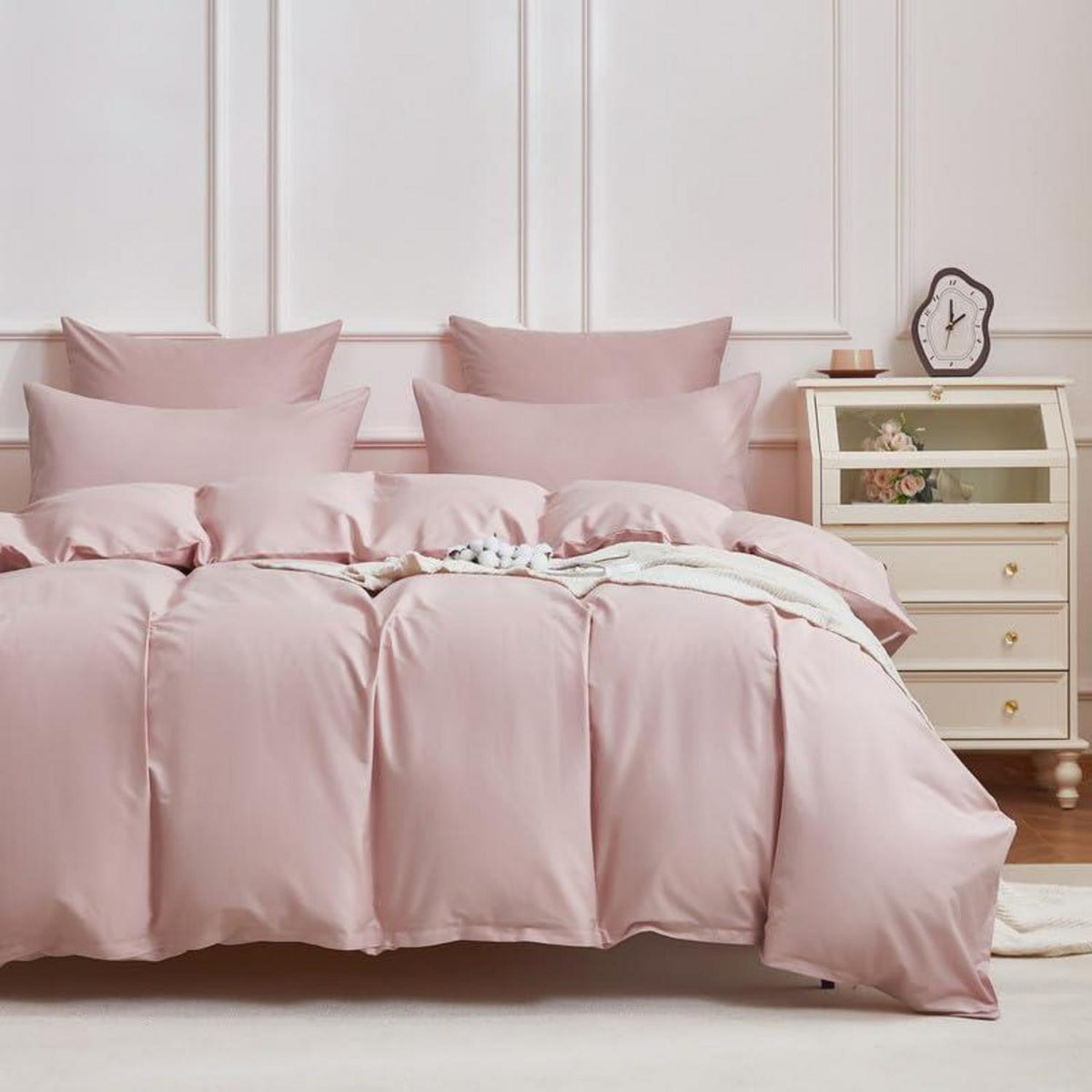 Mako Satin Bettwäsche Set Rosa 135x200cm - 4tlg. Baumwolle