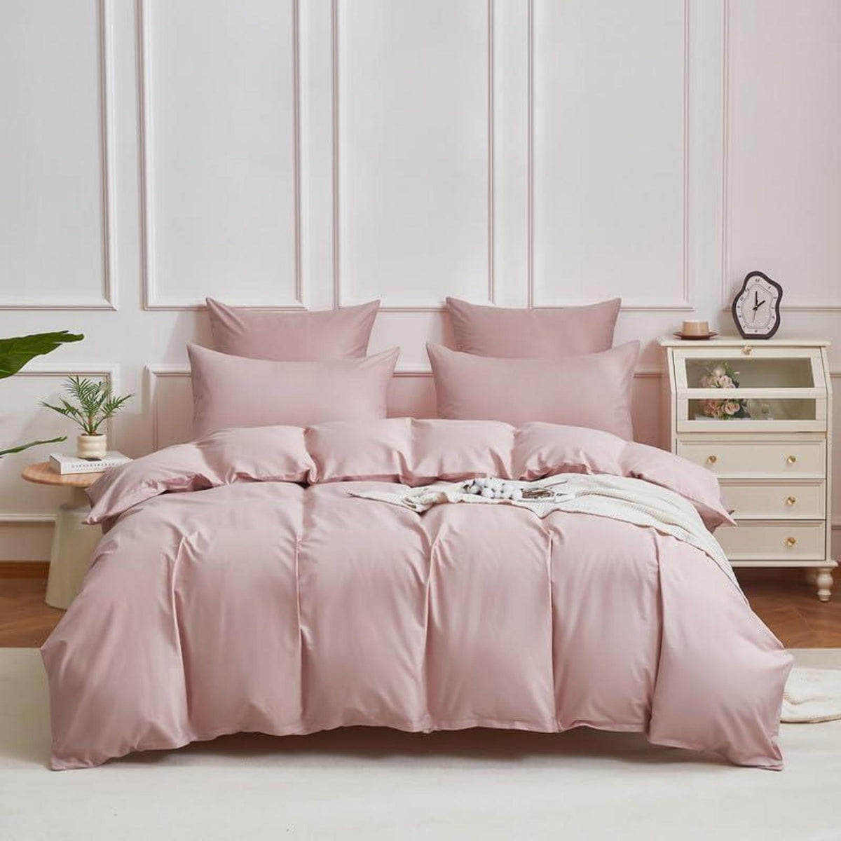 Mako Satin Bettwäsche Set Rosa 135x200cm - 4tlg. Baumwolle
