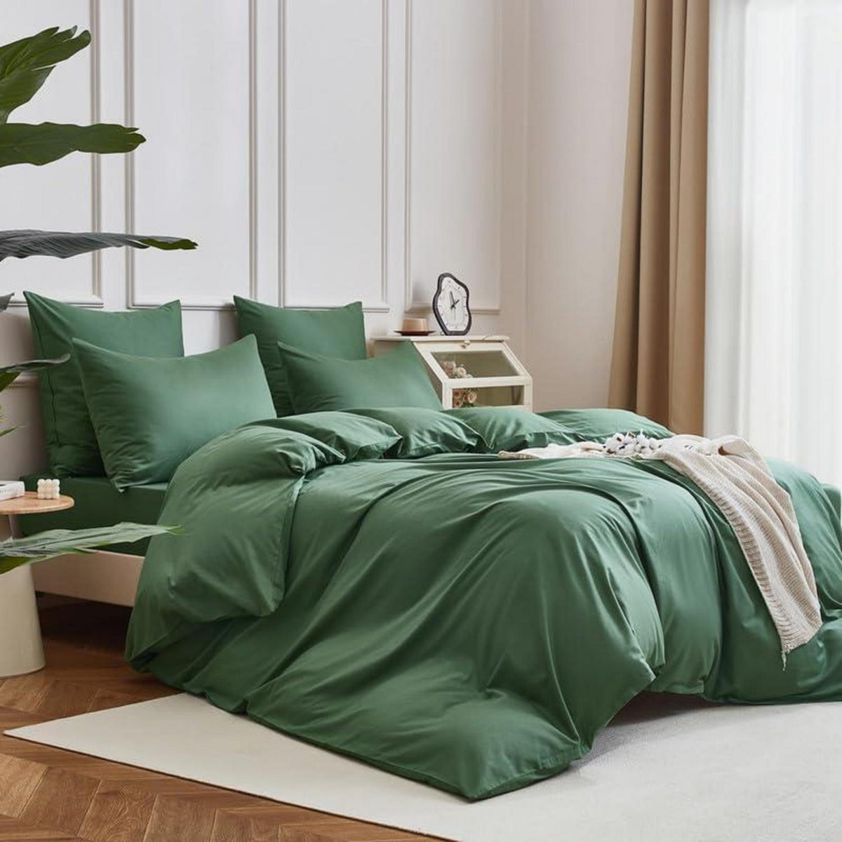 Mako Satin Bettwäsche Set 135x200cm Grün Salbeigrün 4tlg.