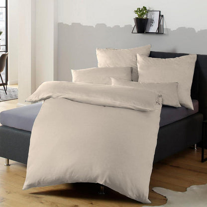 Bettwäsche-Set Beige 155x220cm - Mikrofaser, Bügelfrei