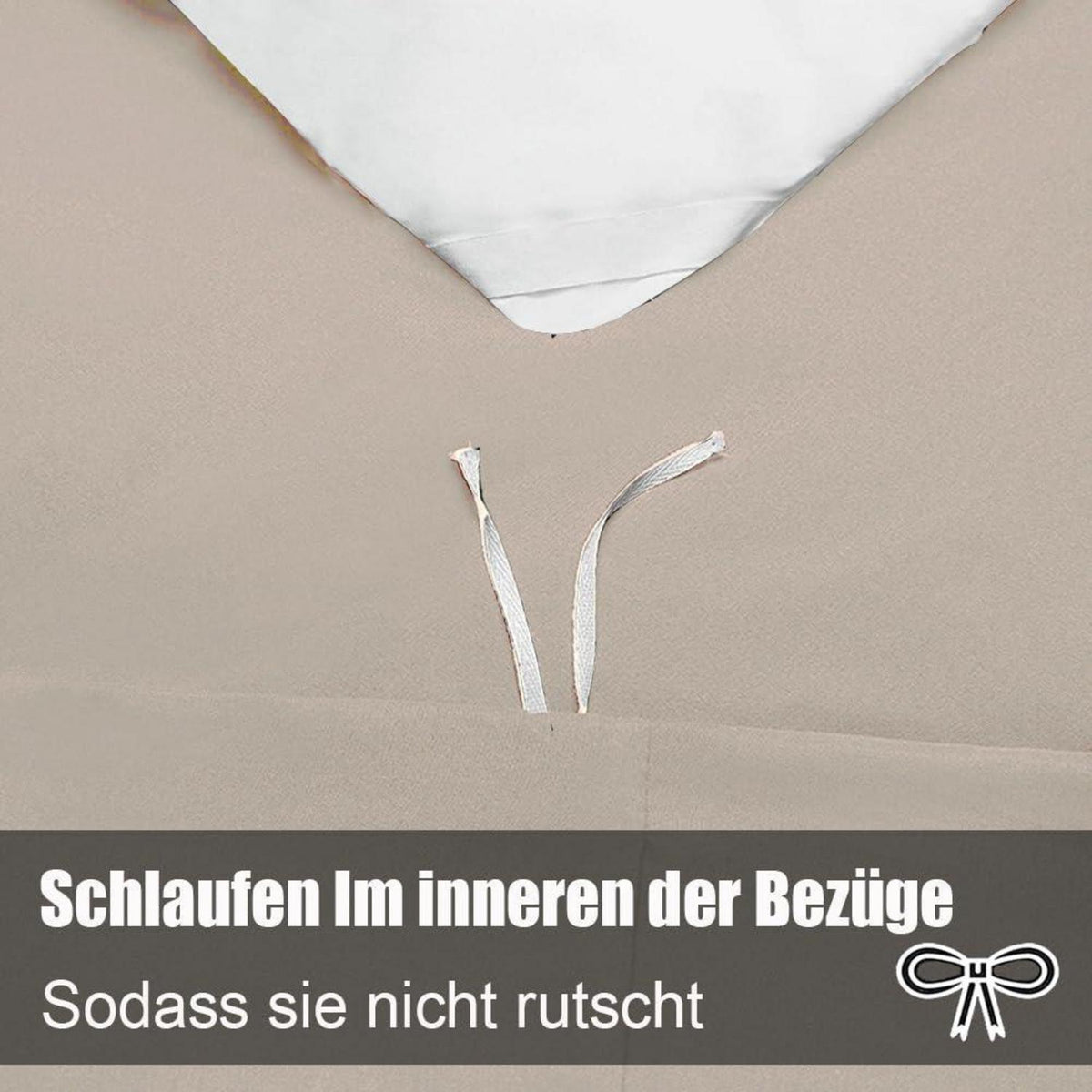 Bettwäsche-Set Beige 155x220cm - Mikrofaser, Bügelfrei