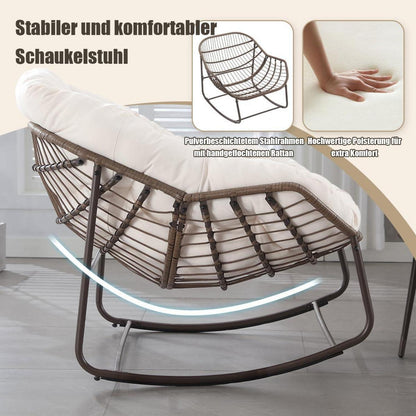 Rattan Schaukelstuhl Eiersessel für Wohnzimmer Balkon Garten