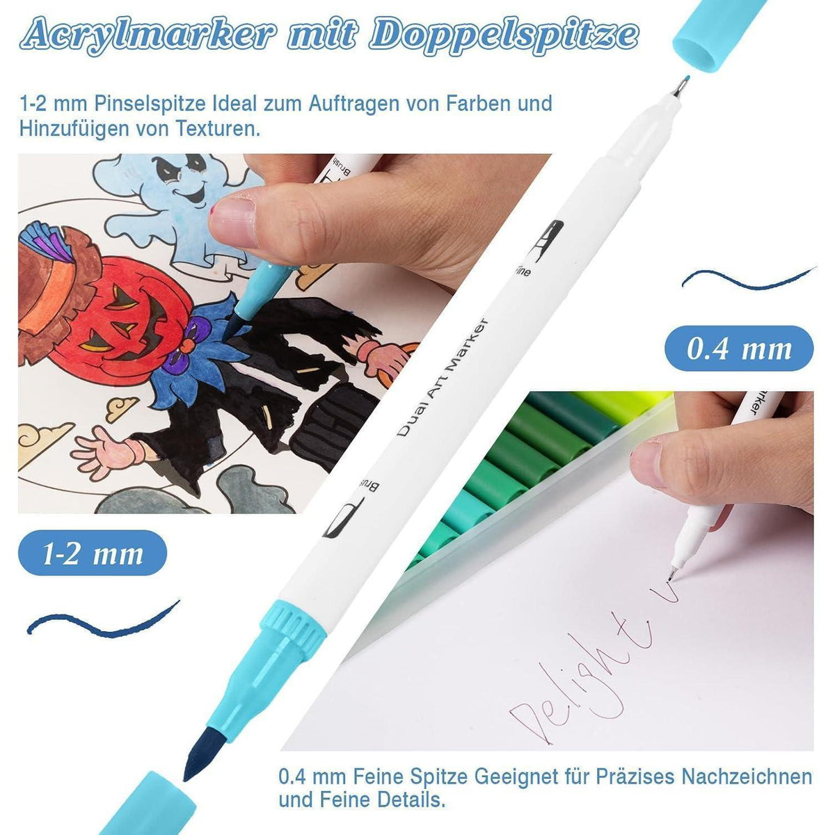 80er Acrylstifte Set mit Pinsel & Feinsptz – Wasserfarben Marker