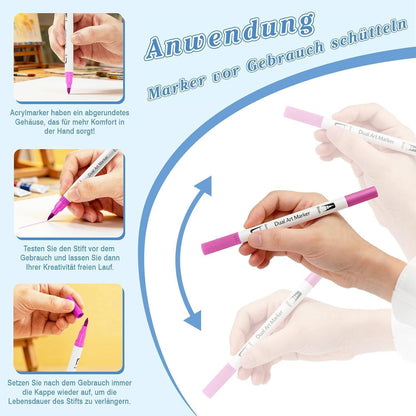 80er Acrylstifte Set mit Pinsel & Feinsptz – Wasserfarben Marker