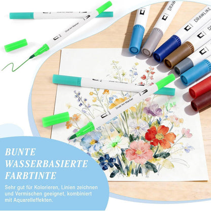 80er Acrylstifte Set mit Pinsel & Feinsptz – Wasserfarben Marker