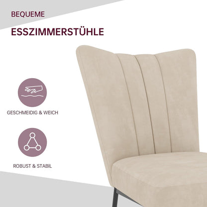 Ausziehbarer Esstisch mit 4 Beige Stühlen – Essgruppe für Wohnzimmer