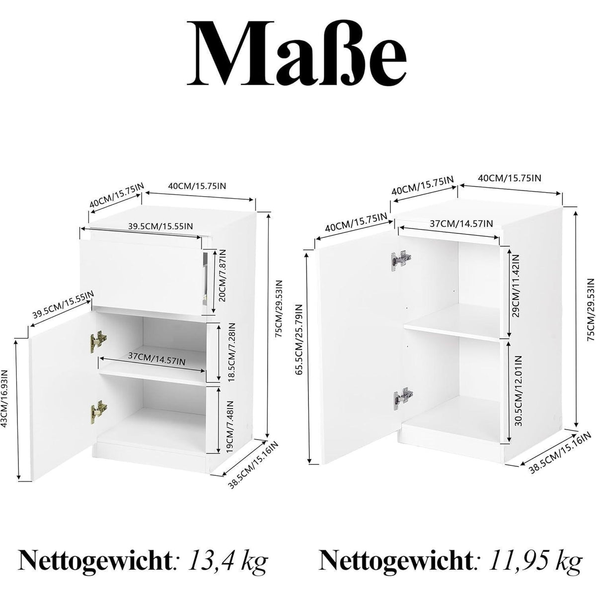 2er-Set Kommoden Weiß – Schlafzimmer, Büro & Flur