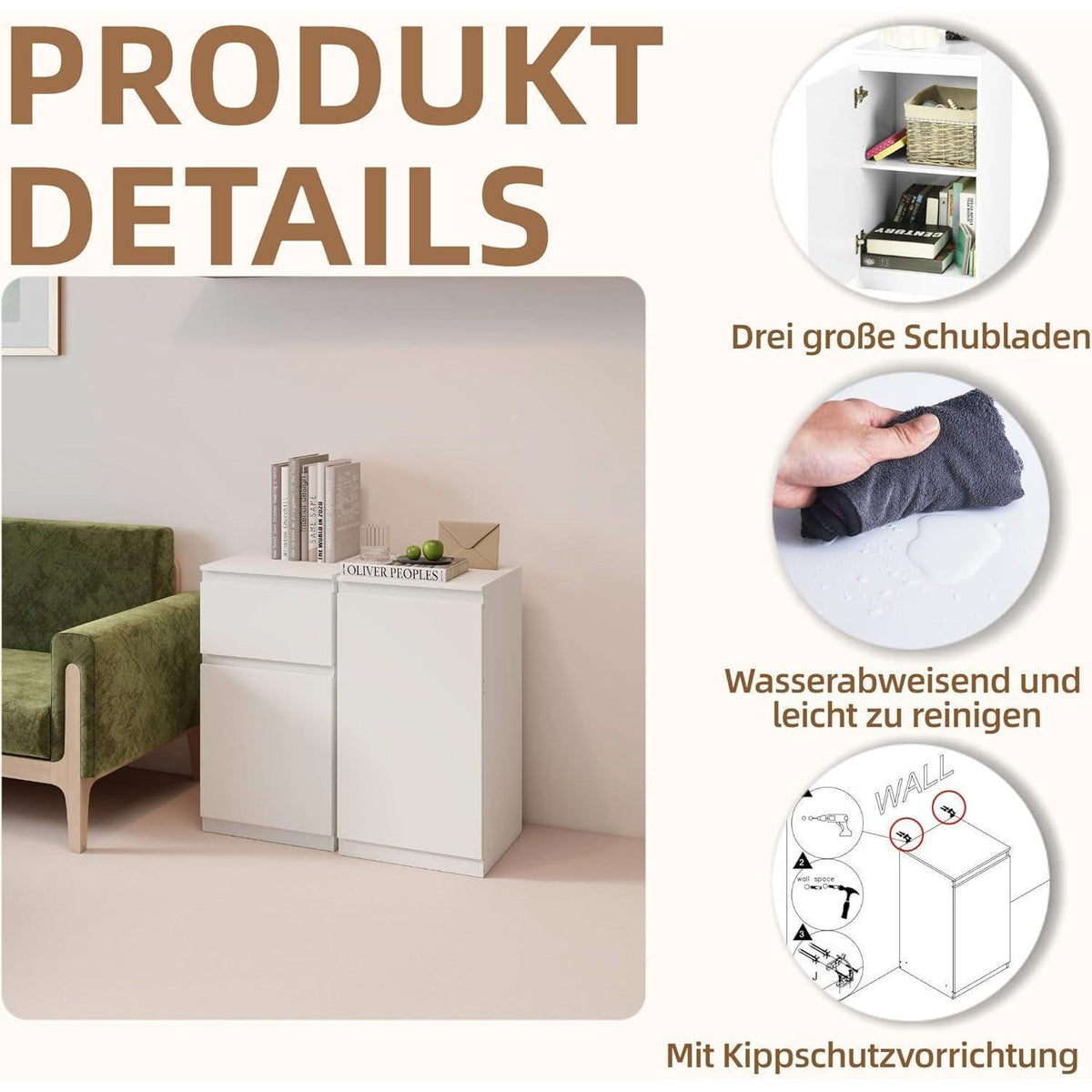 2er-Set Kommoden Weiß – Schlafzimmer, Büro & Flur