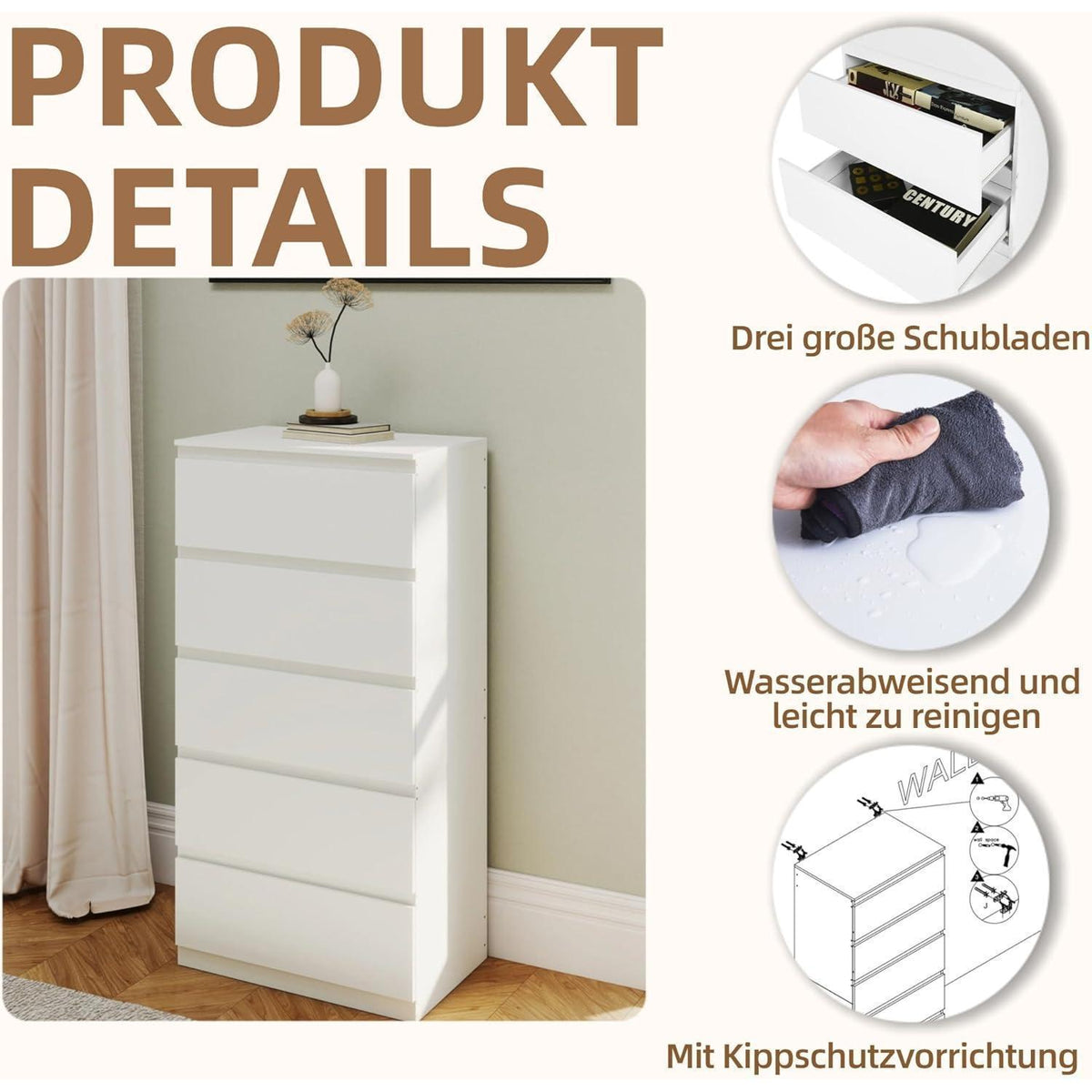 2er-Set Kommoden Weiß – Schlafzimmer, Büro & Wohnen