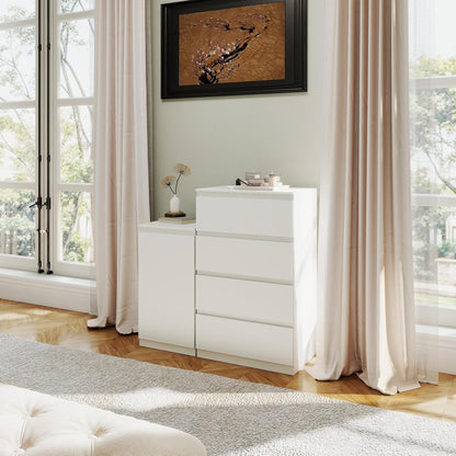 2er-Set Kommoden Weiß mit 0 & 4 Schubladen – Schlafzimmer & Büro