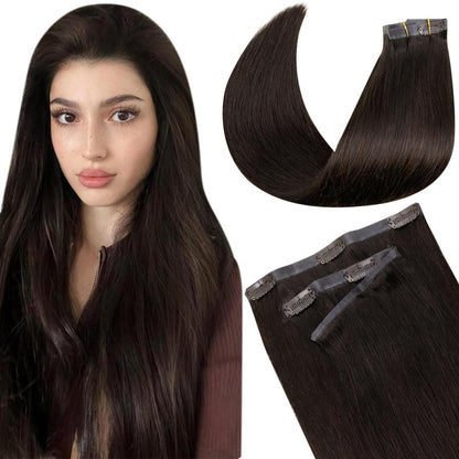 Echthaar Clip-in Extensions Braun – Remy Haar, 45cm, 100g