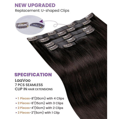 Echthaar Clip-in Extensions Braun – Remy Haar, 45cm, 100g
