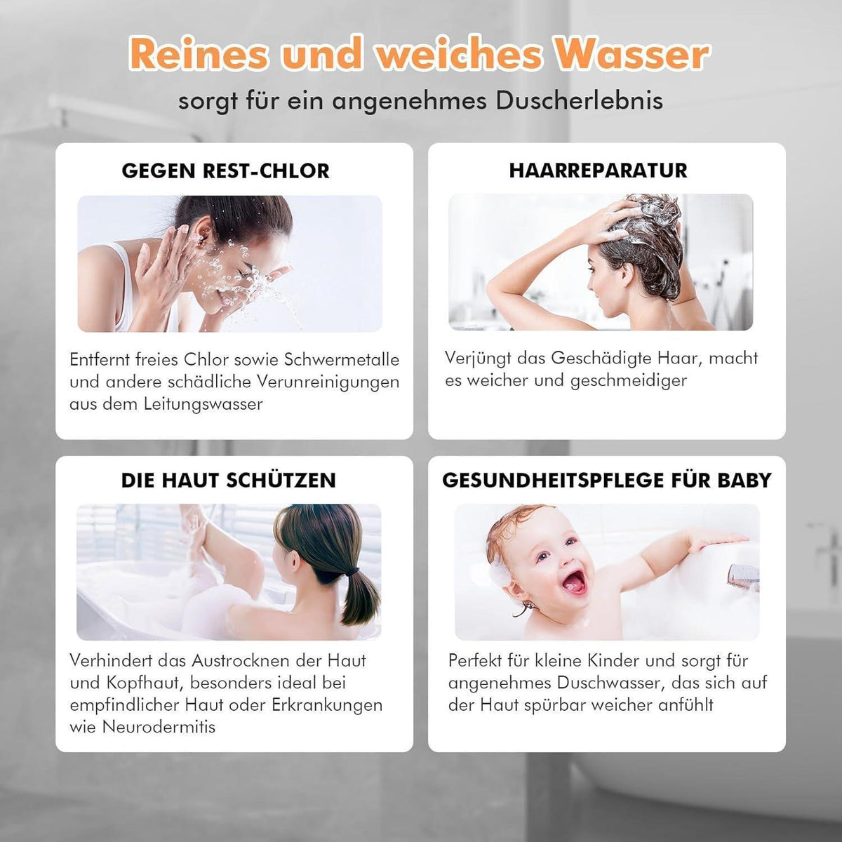 Filter Duschkopf Handbrause mit Schlauch & 15 Schichten