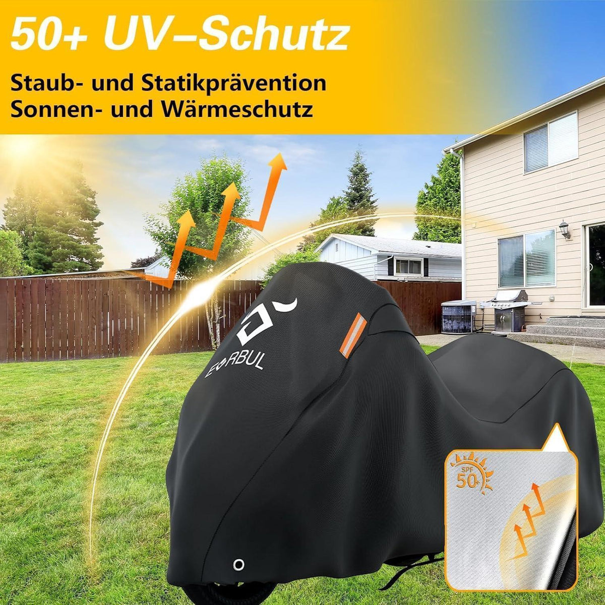 Motorradabdeckung Trike, windfest & UV-Schutz, 274x149x149cm