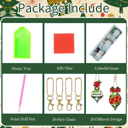 Diamantmalerei Weihnachten Set 20 Schlüsselanhänger DIY Basteln