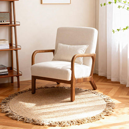 Gepolsterter Relaxsessel mit Armlehnen – Beige, Komfort & Stil