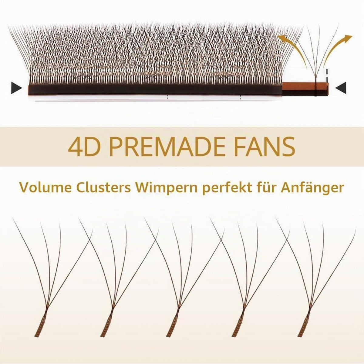 Braune 4D Volumen Wimpern – Vorgefächert & Zeitsparend