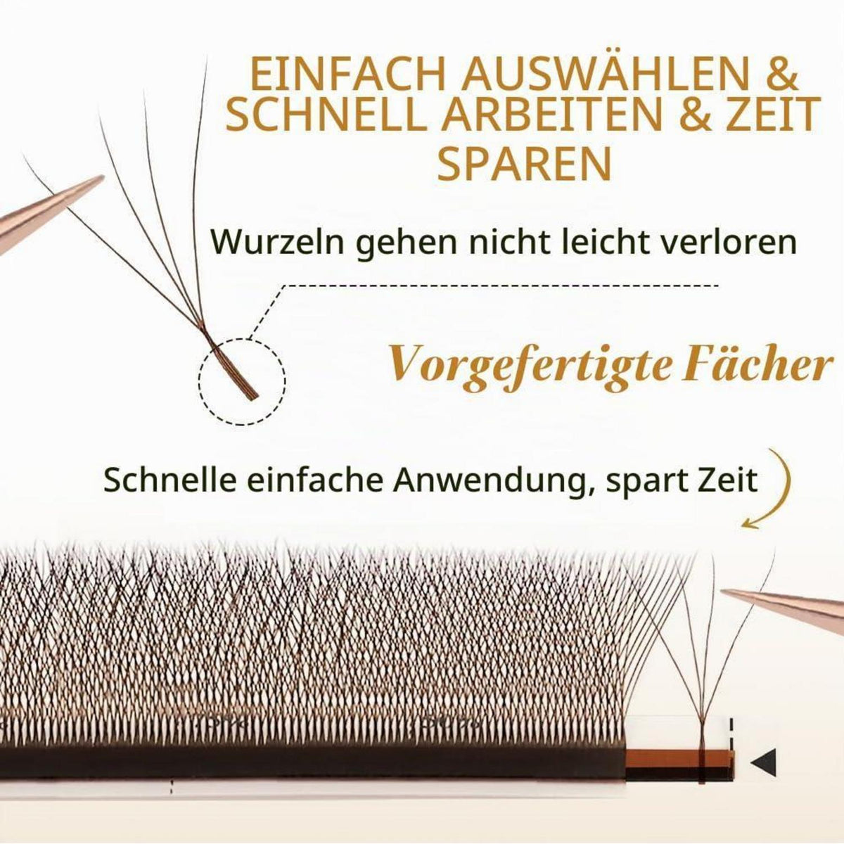 Braune 4D Volumen Wimpern – Vorgefächert & Zeitsparend
