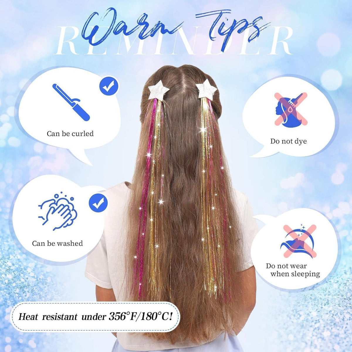 Glitzer Haarsträhnen Set – 12 Farben für Party & Festival