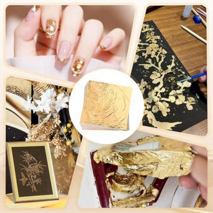 100 Blatt Imitations Blattgold – 16x16cm zum Basteln & Dekorieren