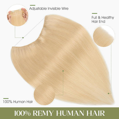 Echthaar Extension Platinblond 50cm – Unsichtbare Drahtverlängerung