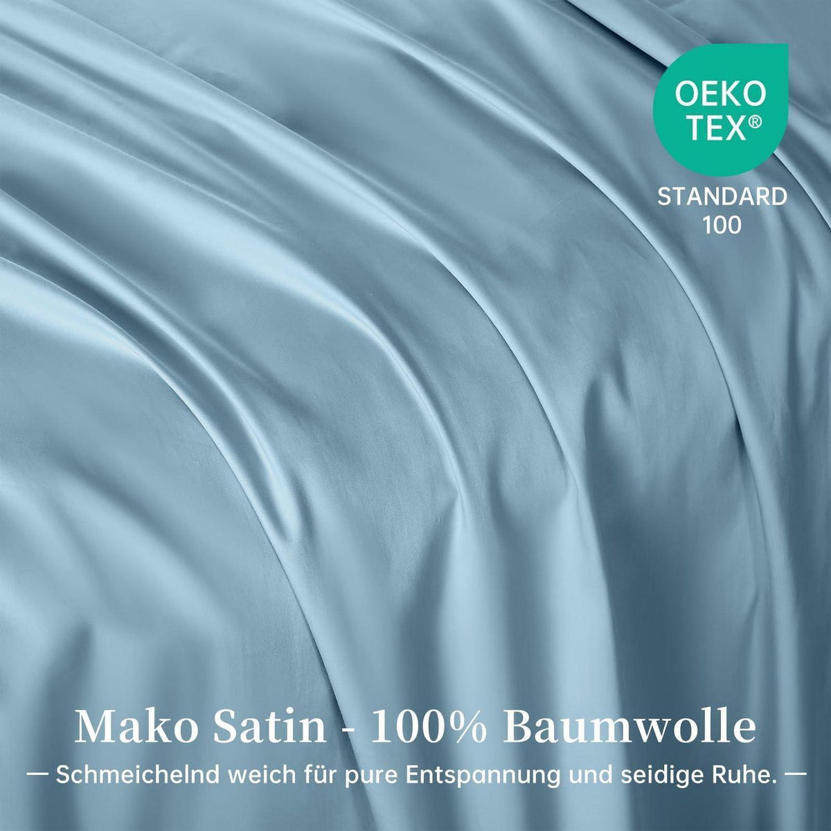 Satin Bettwäsche Set 220x240 cm Baumwolle Blau