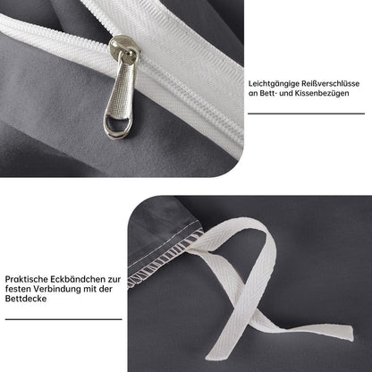 Satin Bettwäsche Set 220x240 Grau – Mako Baumwolle