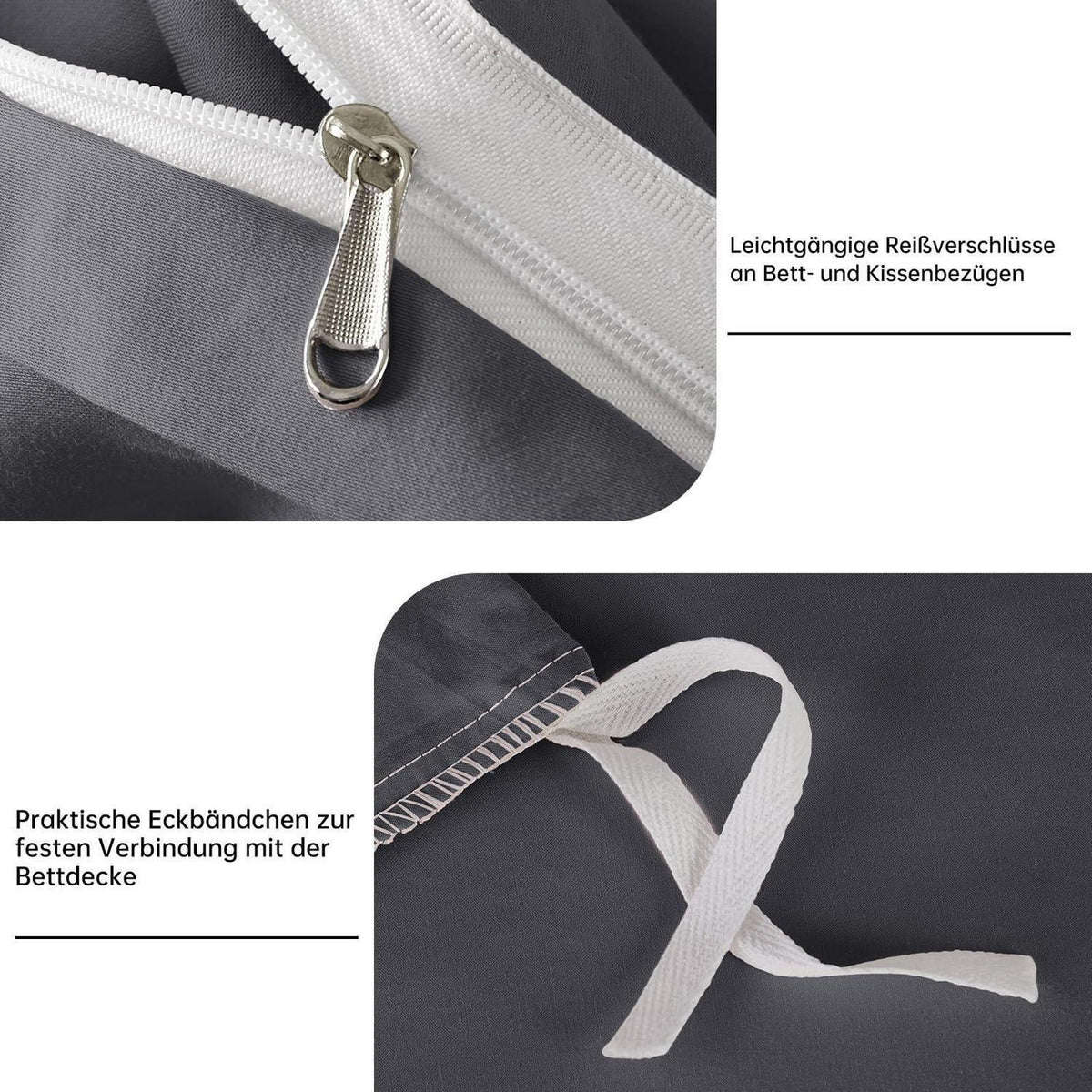 Satin Bettwäsche Set Grau 200x220 cm Baumwolle
