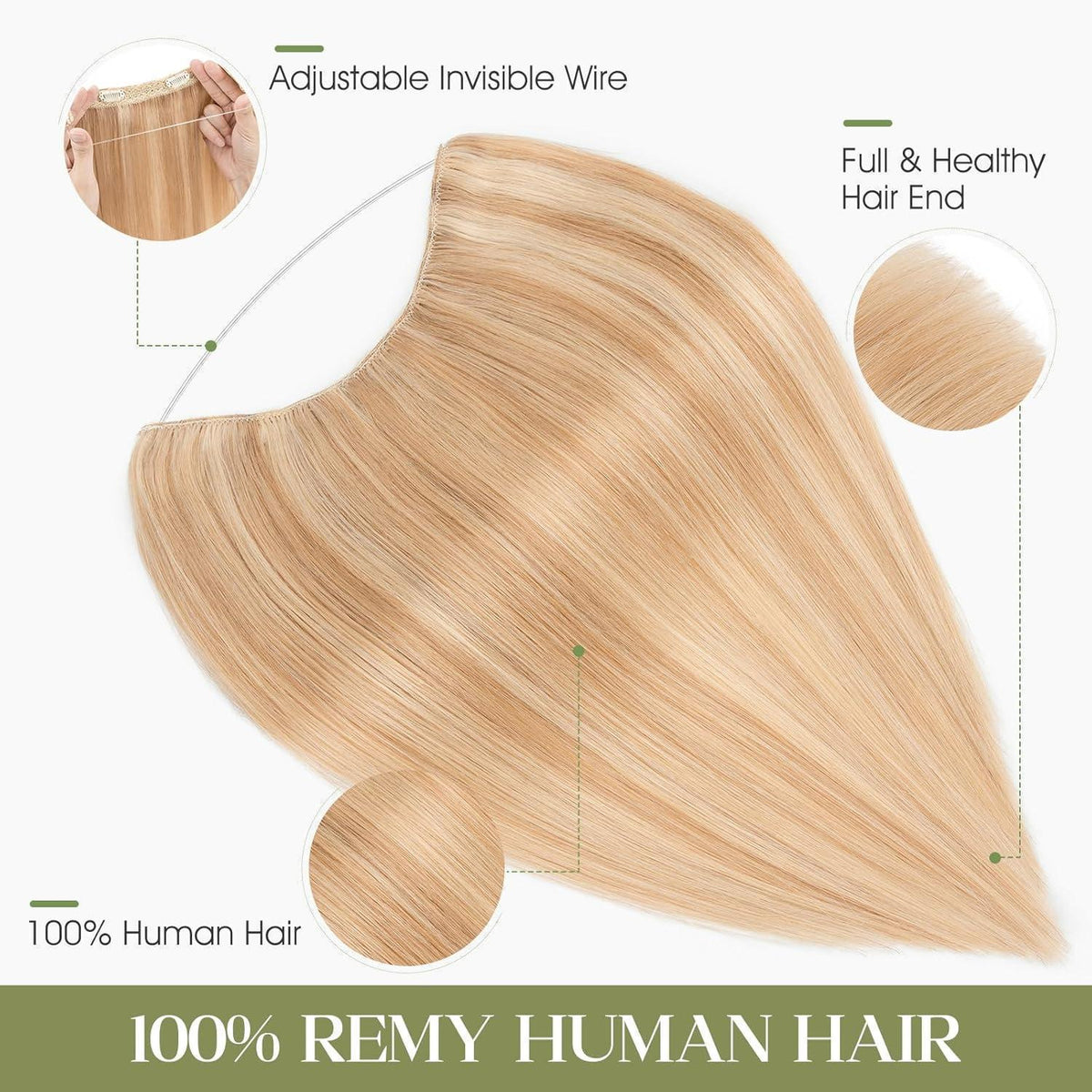 Halo Haarverlängerung Echthaar 45cm Ascheblond/Blond