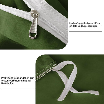 Olivgrüne Bettwäsche Set 200x200 cm Mako Satin Baumwolle
