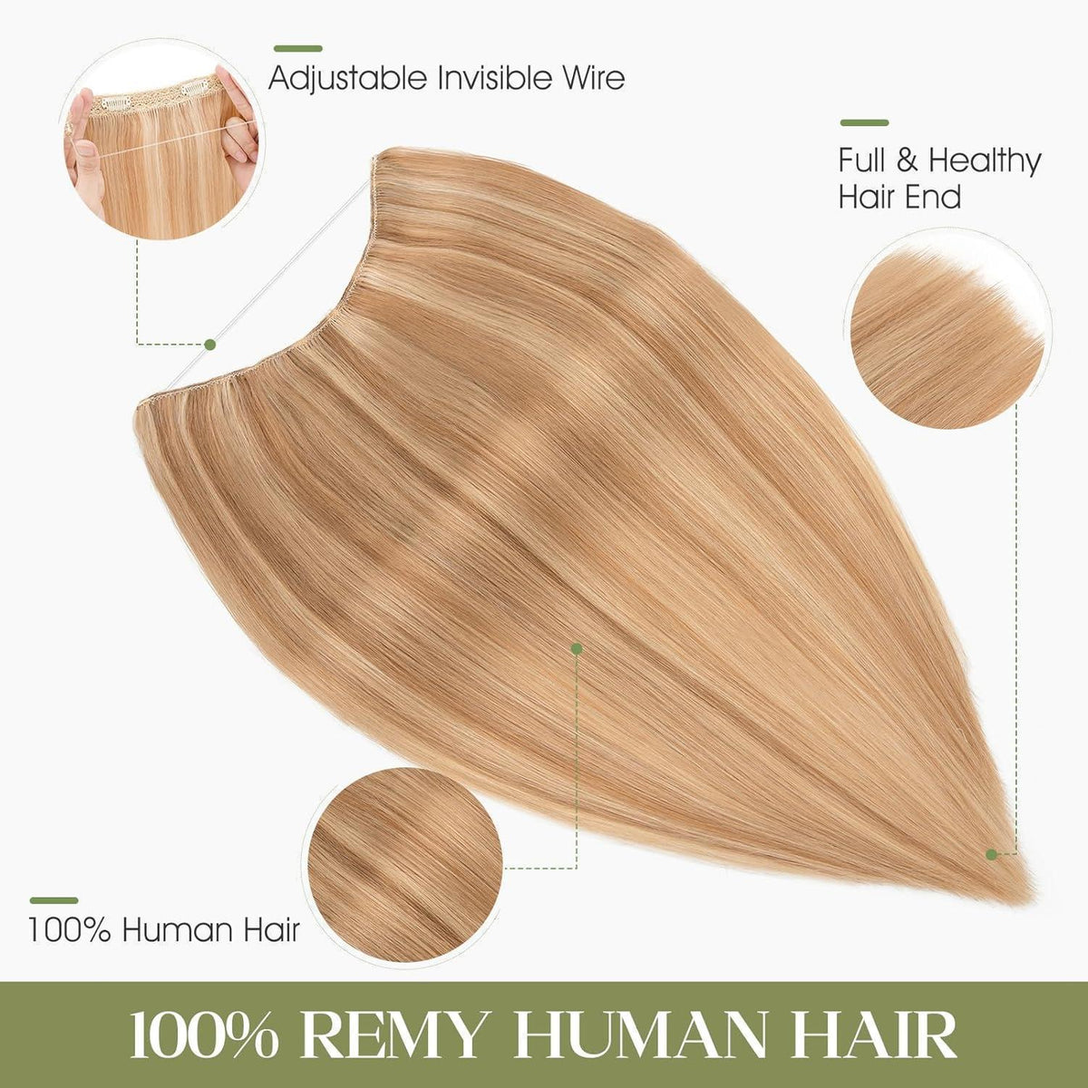 Echthaar Halo Extension 30cm – Verstellbar & Unsichtbar #12P613