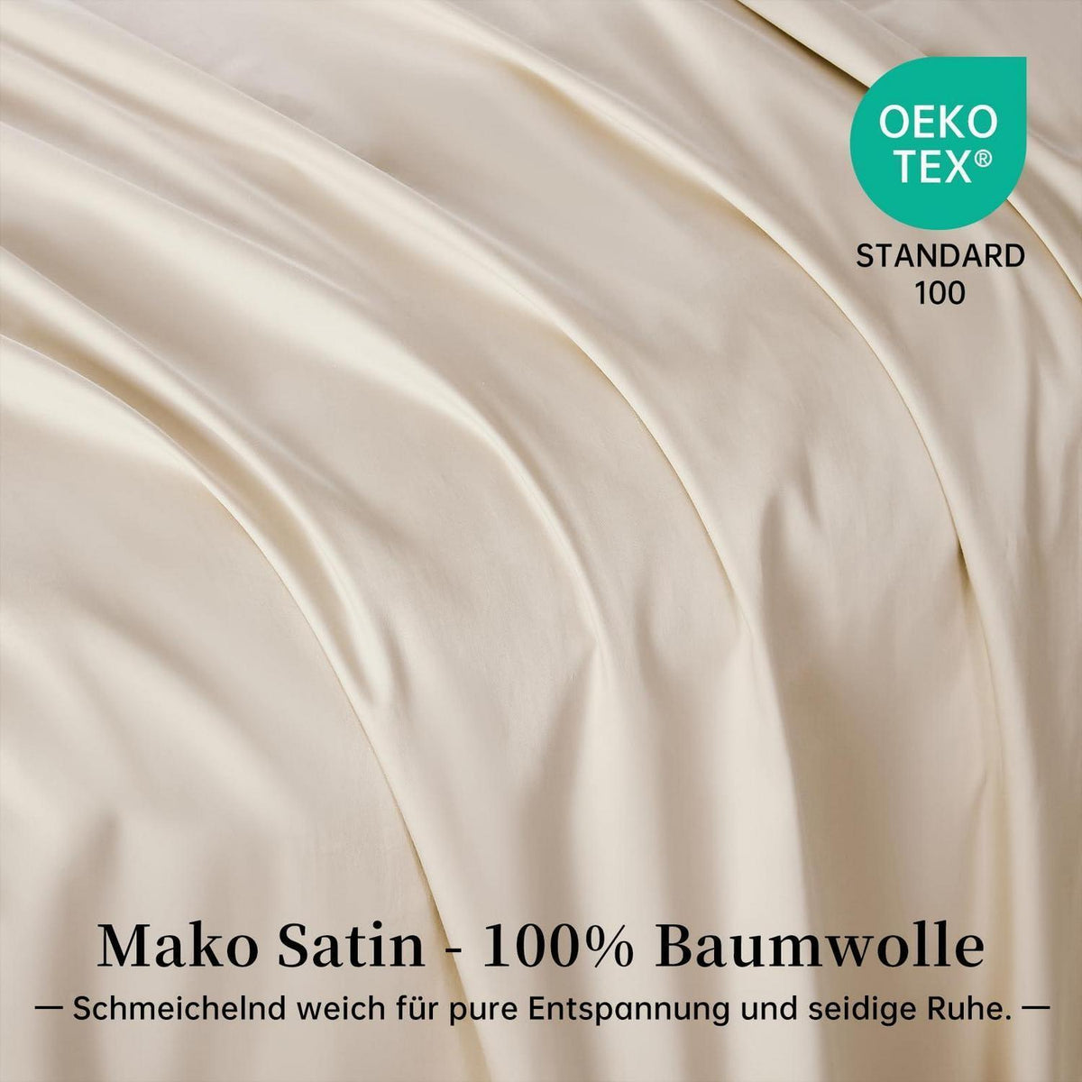 Satin Bettwäsche Set 200x220 cm Beige Baumwolle