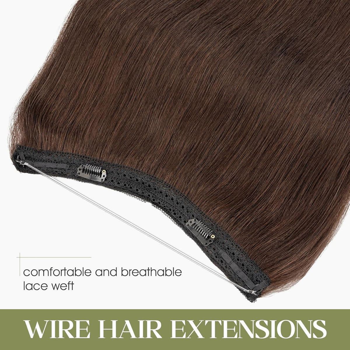 Echthaar Halo Extension dunkelbraun 50cm – Verstellbar & Unsichtbar