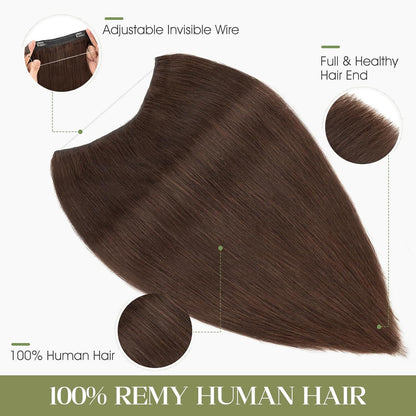 Echthaar Halo Extension dunkelbraun 50cm – Verstellbar & Unsichtbar