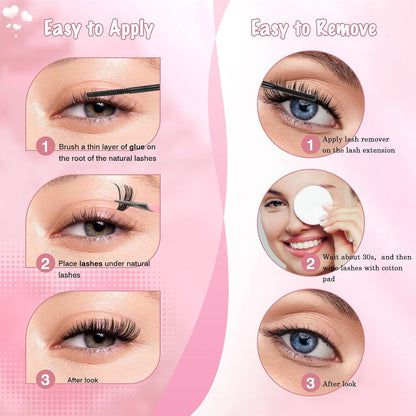 Wimpern-Extensions Cluster Set | 544 Stück D Curl 10-16mm