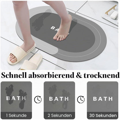 Rutschfeste Badematte Grau 60x150cm – Schnelltrocknend & Saugfähig